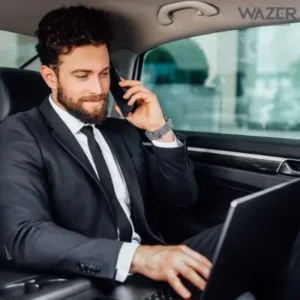 businessman during-chauffeur ride